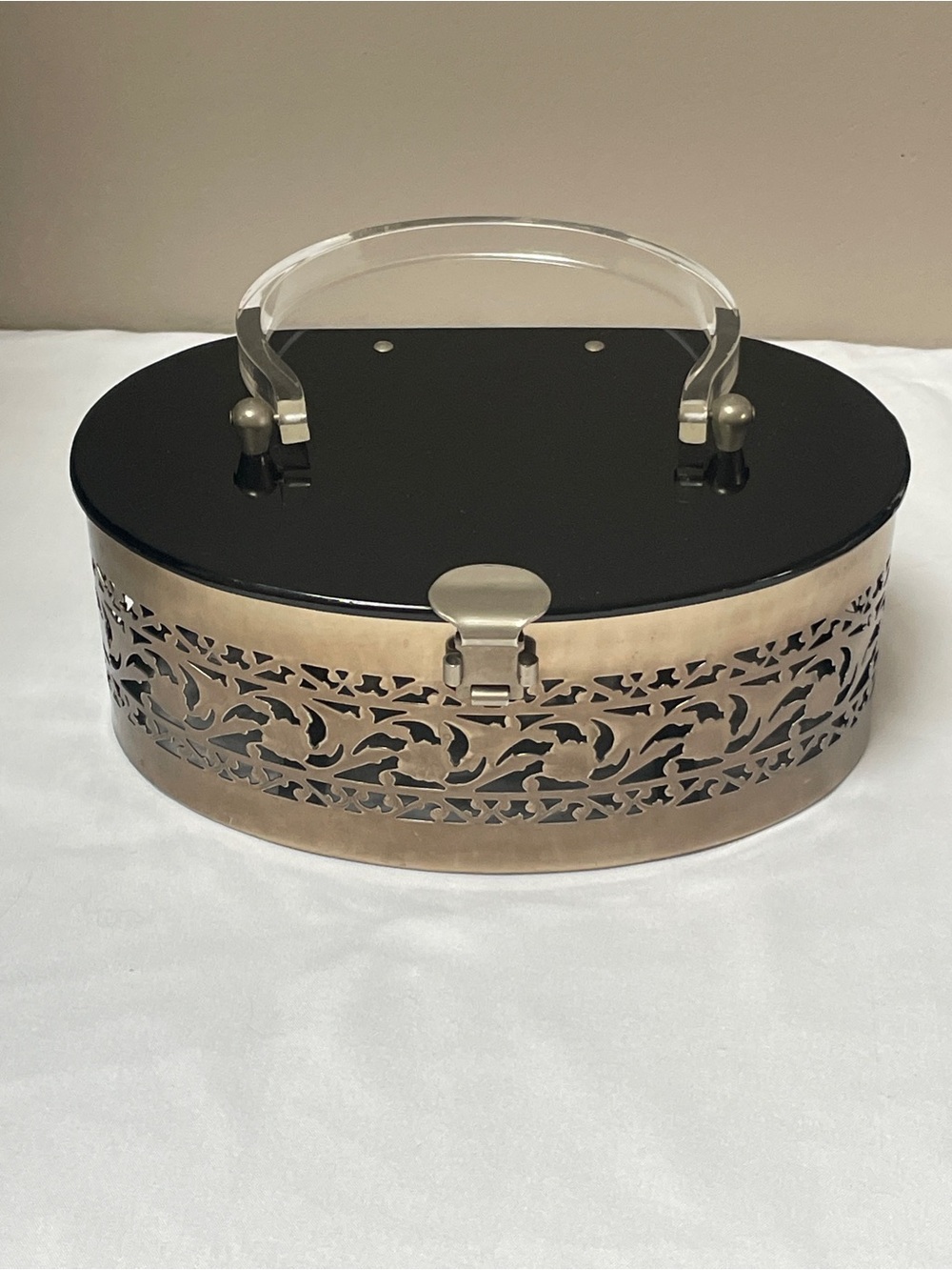 Vintage Black and silver  Oval Vintage-Style Case Clutch